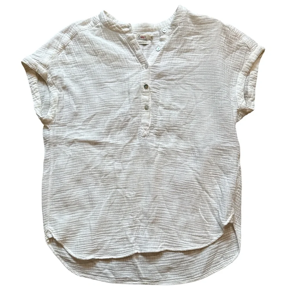 Faherty Dream Cotton Gauze Desmond Top White Sz Small - Picture 6 of 11